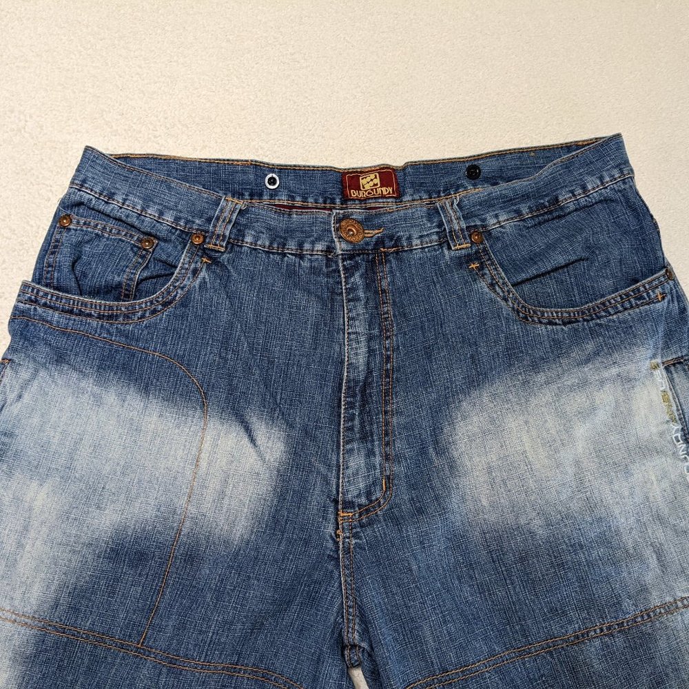 Burgundy Brand Bleached Denim Shorts w/Zippered Pockets - size 42 Waist* - Picture 3 of 7